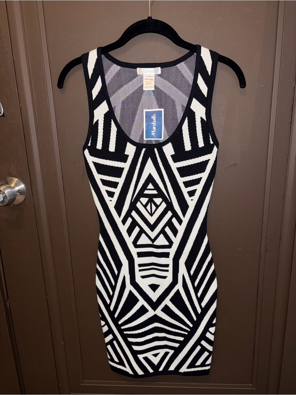 Jealous Tomato Black and White Geometric Midi Tank Dress